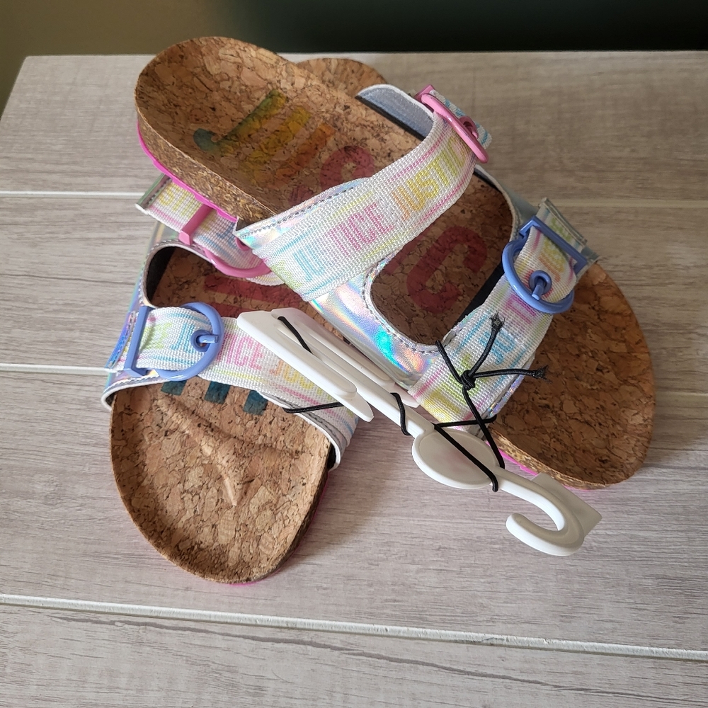 Justice‎ Girls Slip On Footbed Sandals Slides Size 5 New